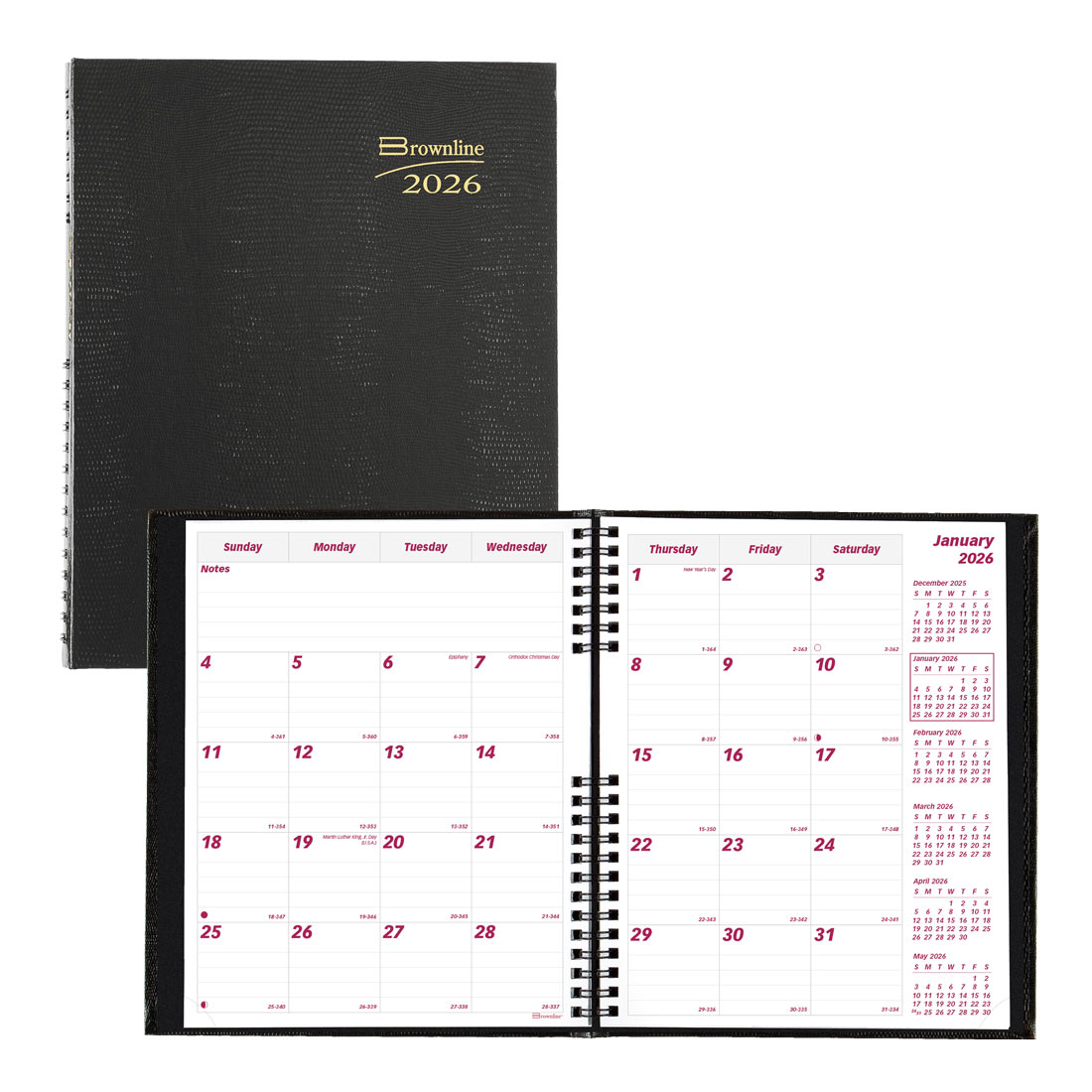 Brownline CoilPro Monthly Planner 2026, English, Black CB1200C.BLK-26