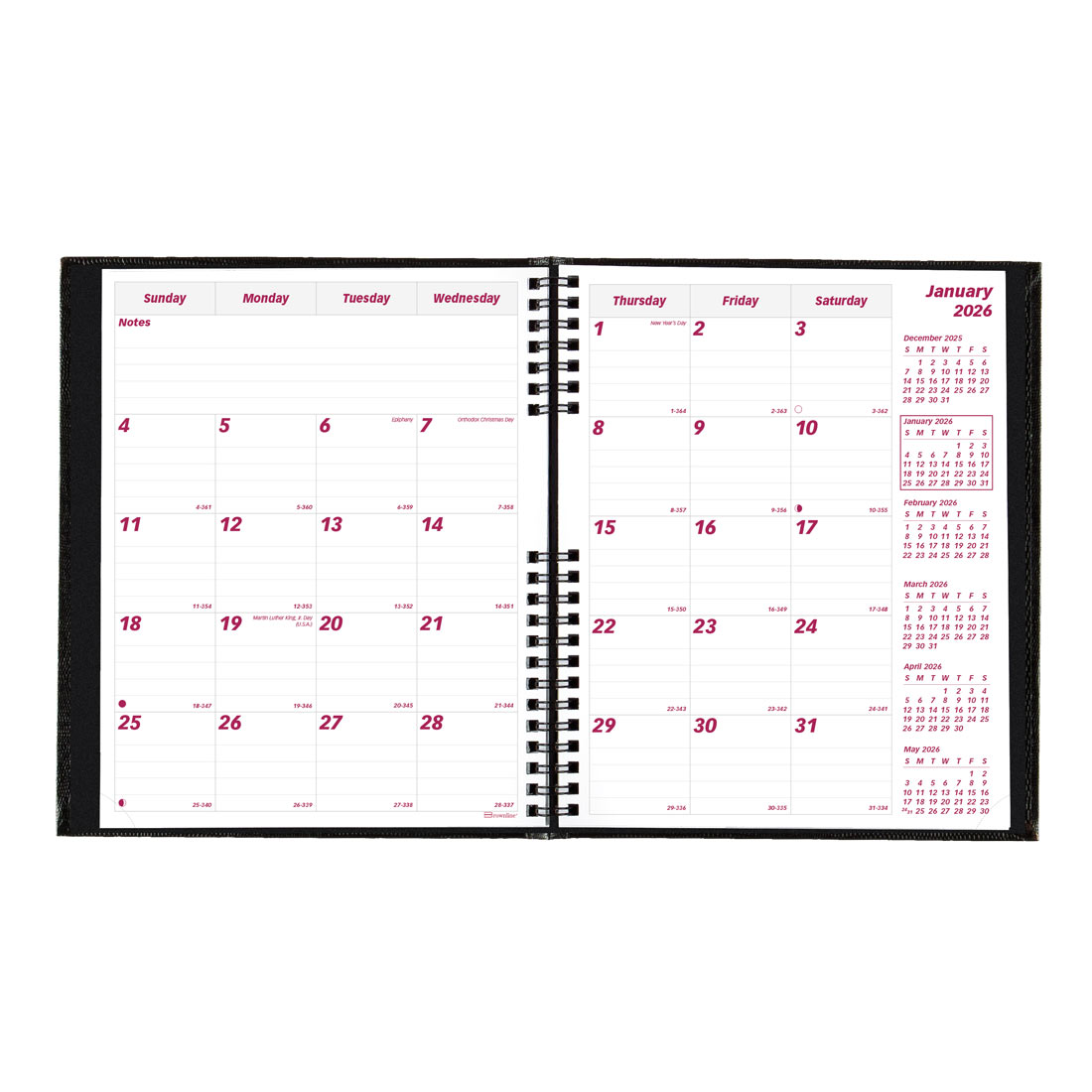 Brownline CoilPro Monthly Planner 2026, English, Black CB1200C.BLK-26