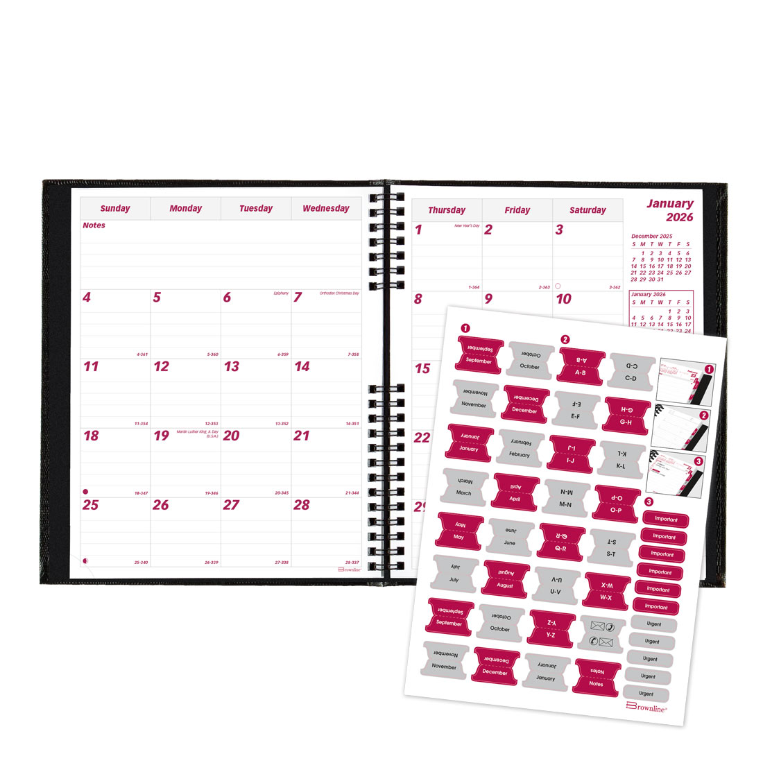 Brownline CoilPro Monthly Planner 2026, English, Black CB1200C.BLK-26