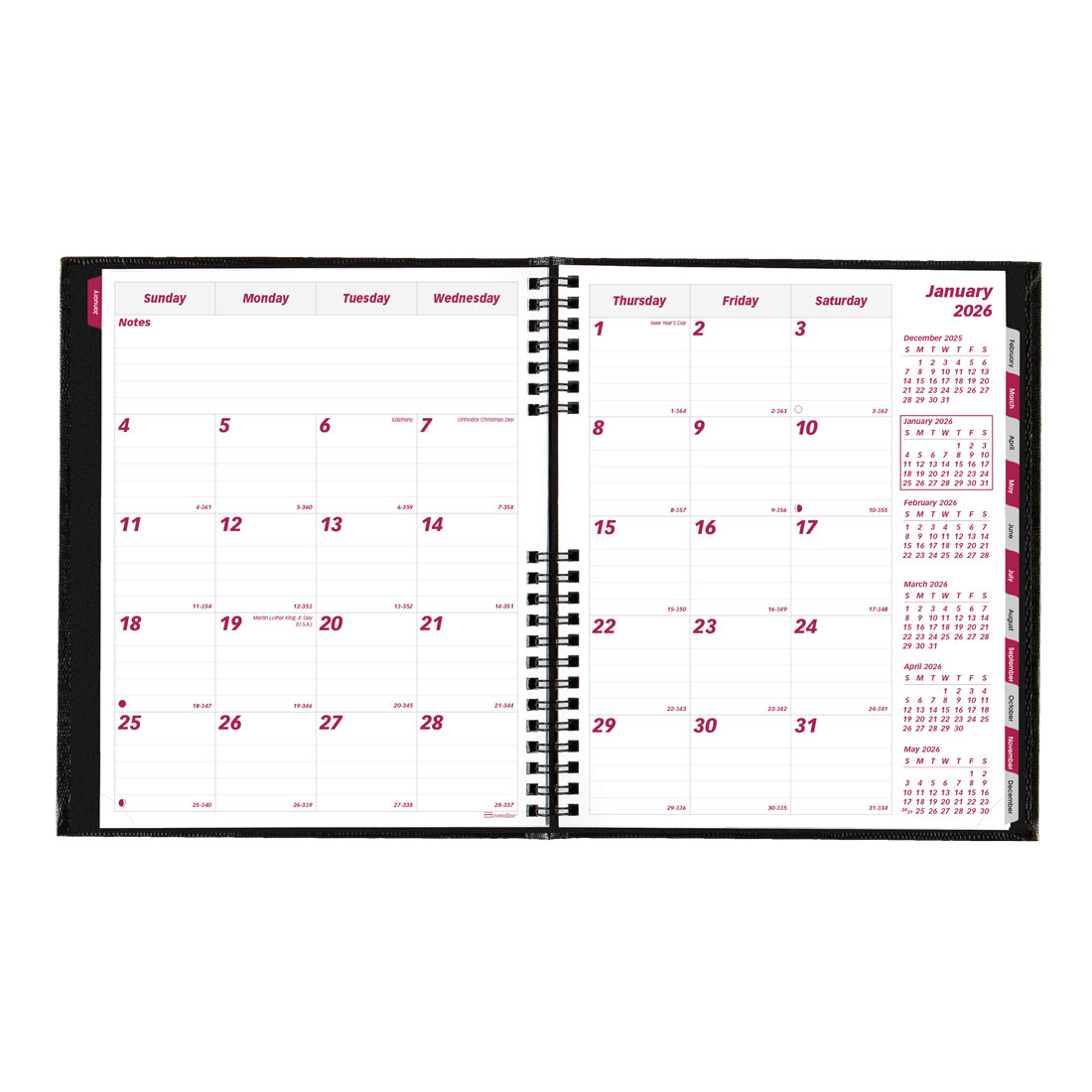 Brownline CoilPro Monthly Planner 2026, English, Black CB1200C.BLK-26
