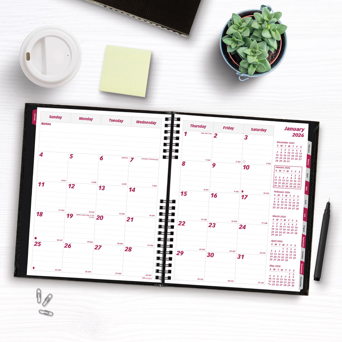 Brownline CoilPro Monthly Planner 2026, English, Black CB1200C.BLK-26