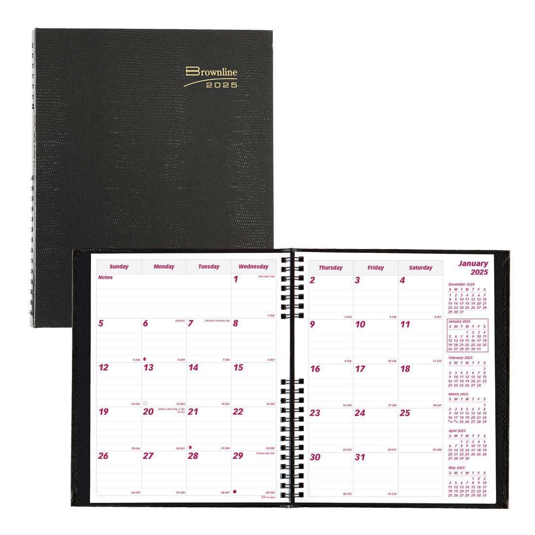 CoilPro Monthly Planner 2025, English, Black, CB1200C.BLK