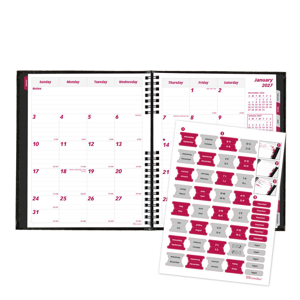 CoilPro™ Monthly Planner, 2027, English, 14 Months CB1200C.BLK-27 Brownline Canada
