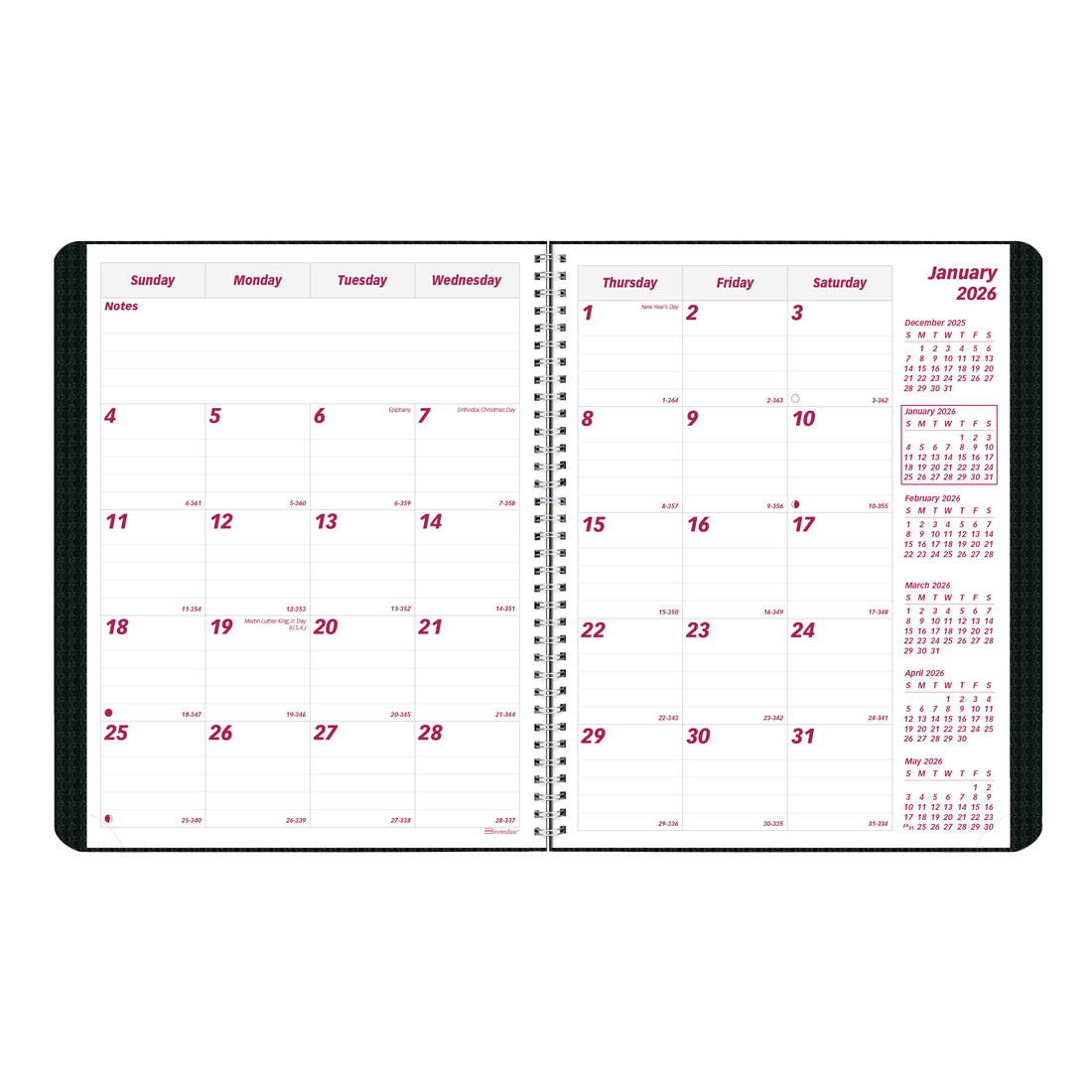 Brownline DuraFlex Monthly Planner 2026, English, Black CB1200V.BLK-26