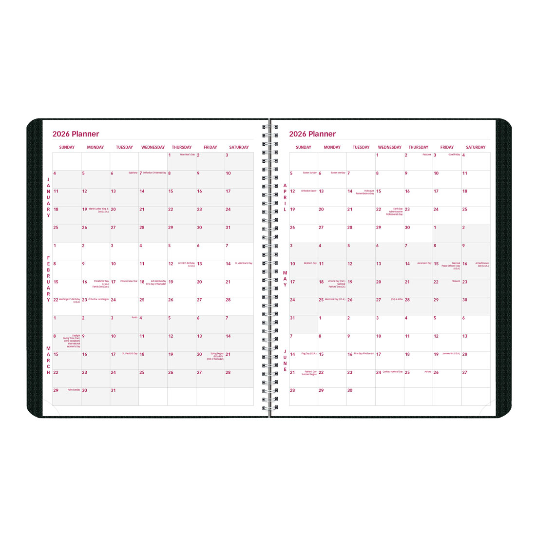 Brownline DuraFlex Monthly Planner 2026, English, Black CB1200V.BLK-26