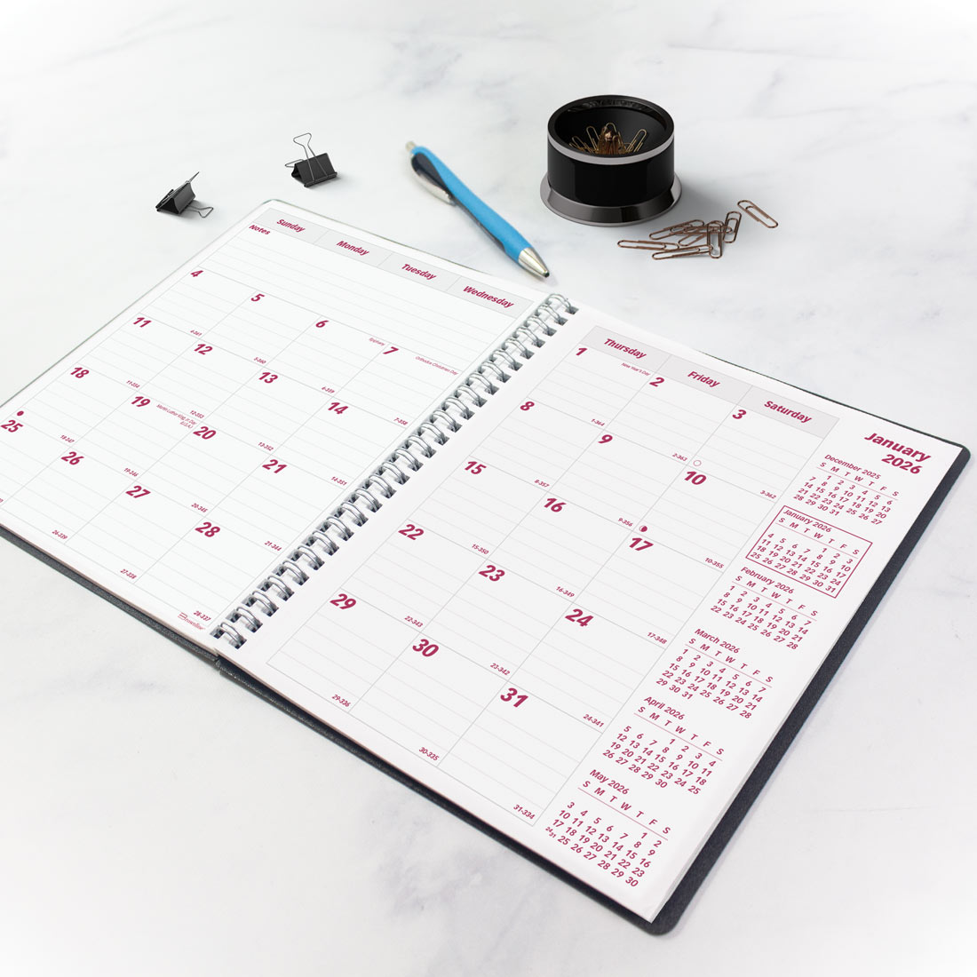 Brownline DuraFlex Monthly Planner 2026, English, Black CB1200V.BLK-26