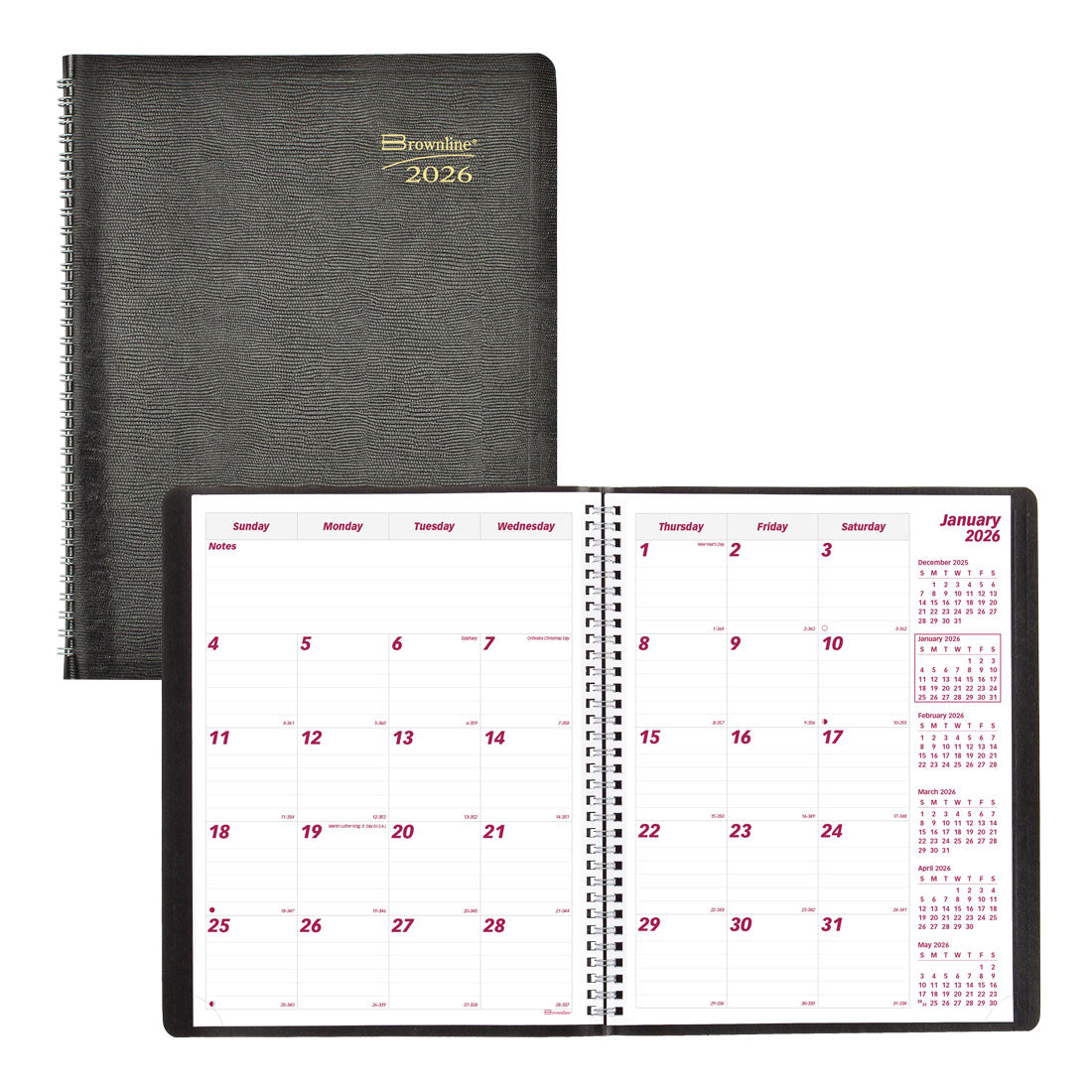 Brownline Essential Monthly Planner 2026, English, Black CB1260.BLK-26