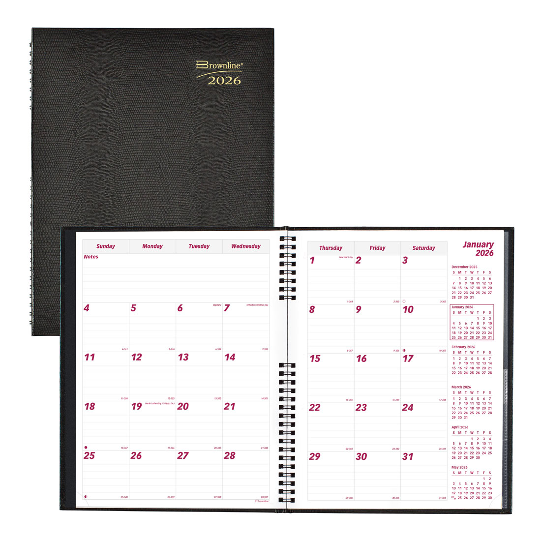 Brownline CoilPro Monthly Planner 2026, English, Black CB1262C.BLK-26