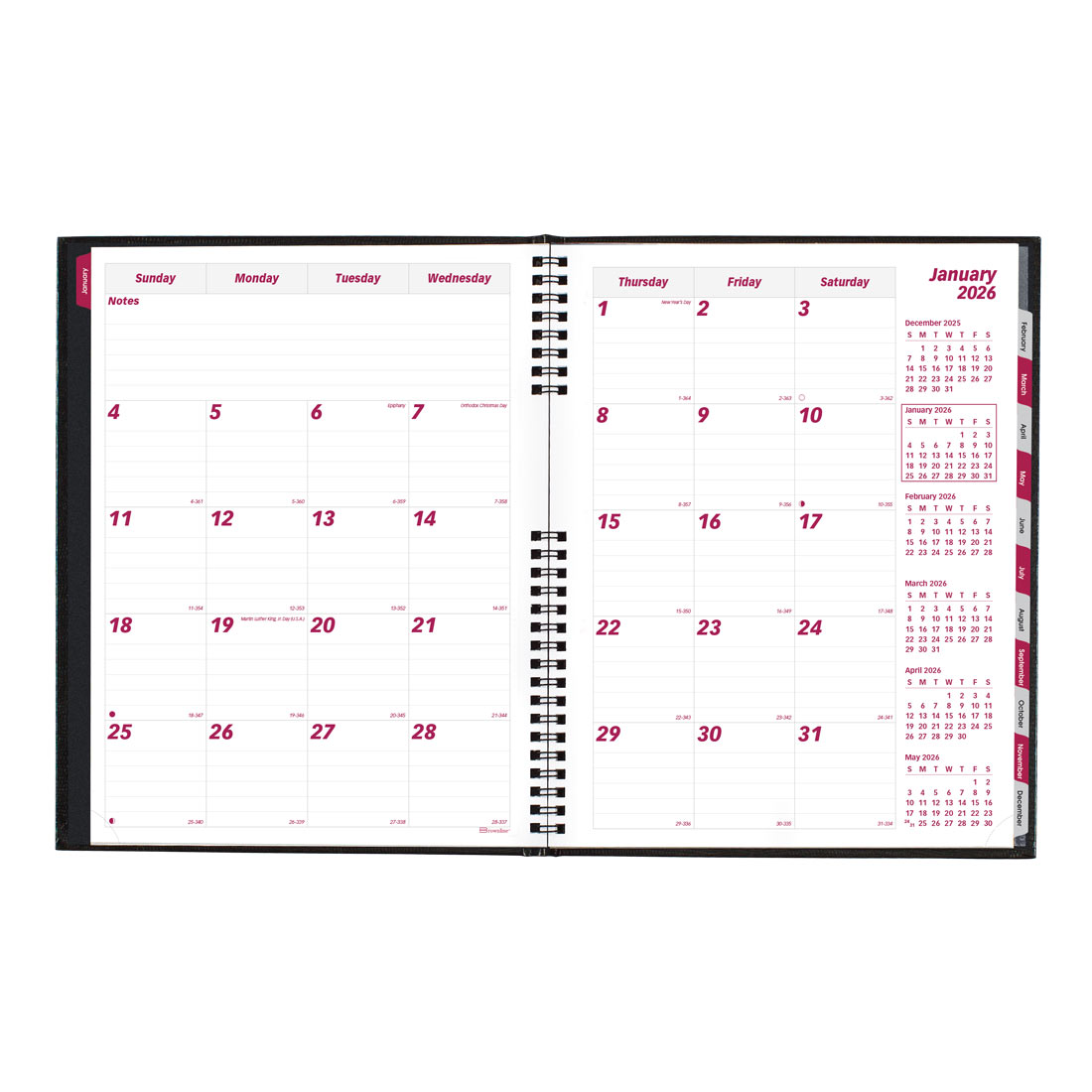 Brownline CoilPro Monthly Planner 2026, English, Black CB1262C.BLK-26