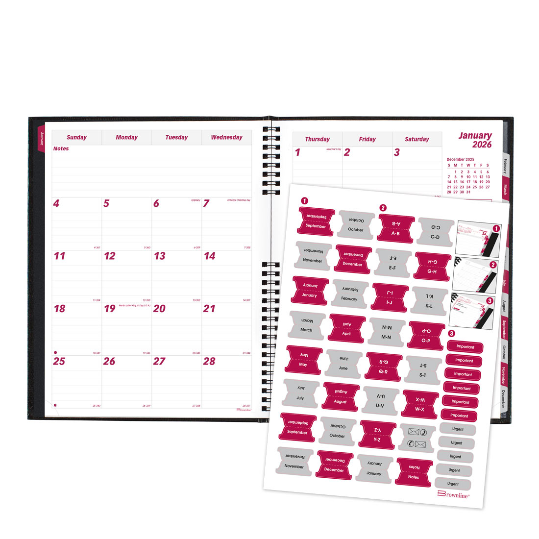 Brownline CoilPro Monthly Planner 2026, English, Black CB1262C.BLK-26