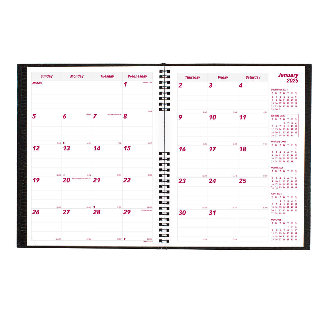 CoilPro Monthly Planner 2025, English, Black, CB1262C.BLK