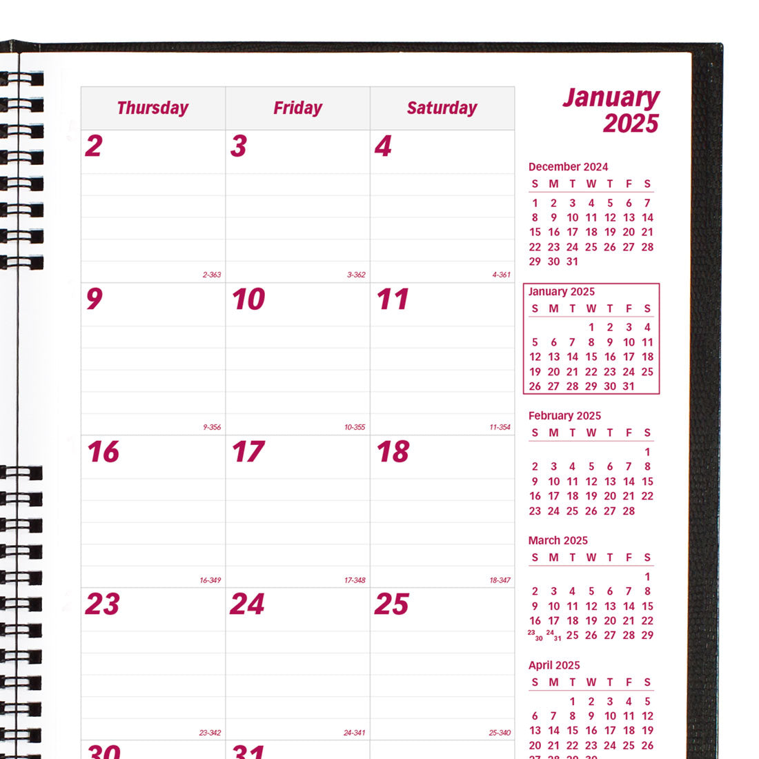 CoilPro Monthly Planner 2025, English, Black, CB1262C.BLK