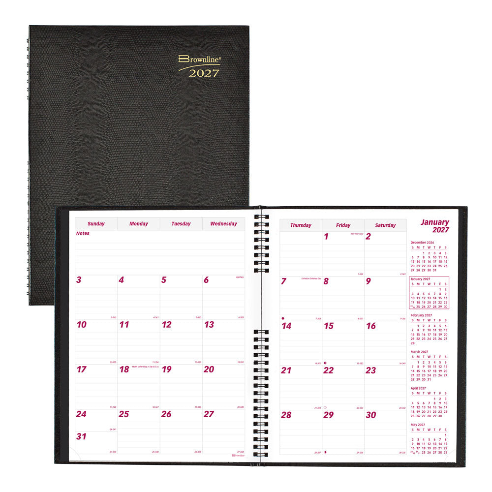 CoilPro™ Monthly Planner, 2027, English, 14 Months CB1262C.BLK-27 Brownline Canada