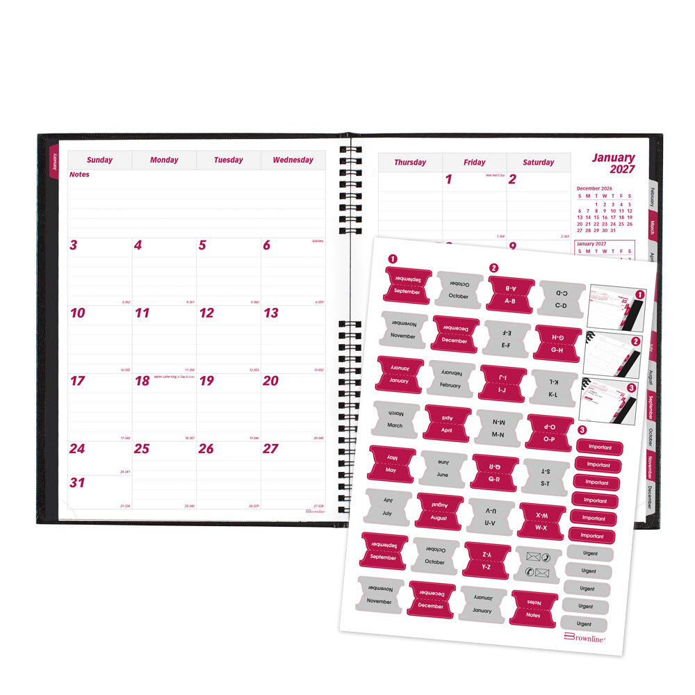 CoilPro™ Monthly Planner, 2027, English, 14 Months CB1262C.BLK-27 Brownline Canada