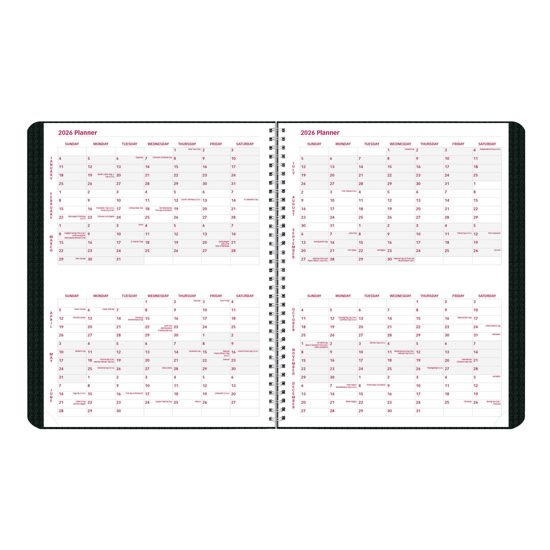 Brownline DuraFlex Monthly Planner, Black, 2026, English (CB1200V.BLK-26)