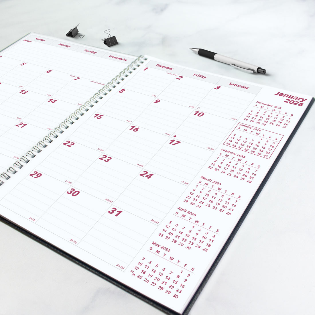 Brownline DuraFlex Monthly Planner, Black, 2026, English (CB1200V.BLK-26)