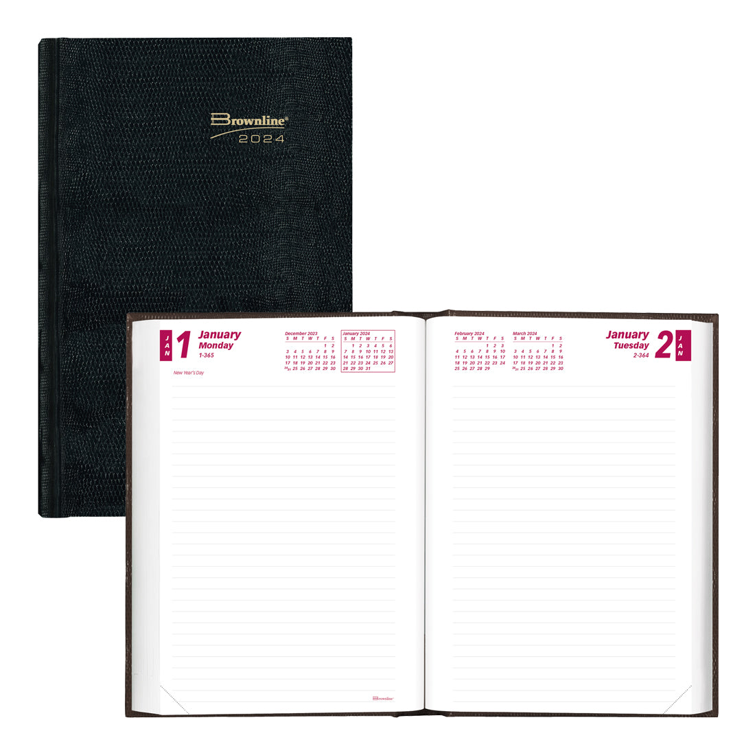 Daily Planner 2024, English, Black
