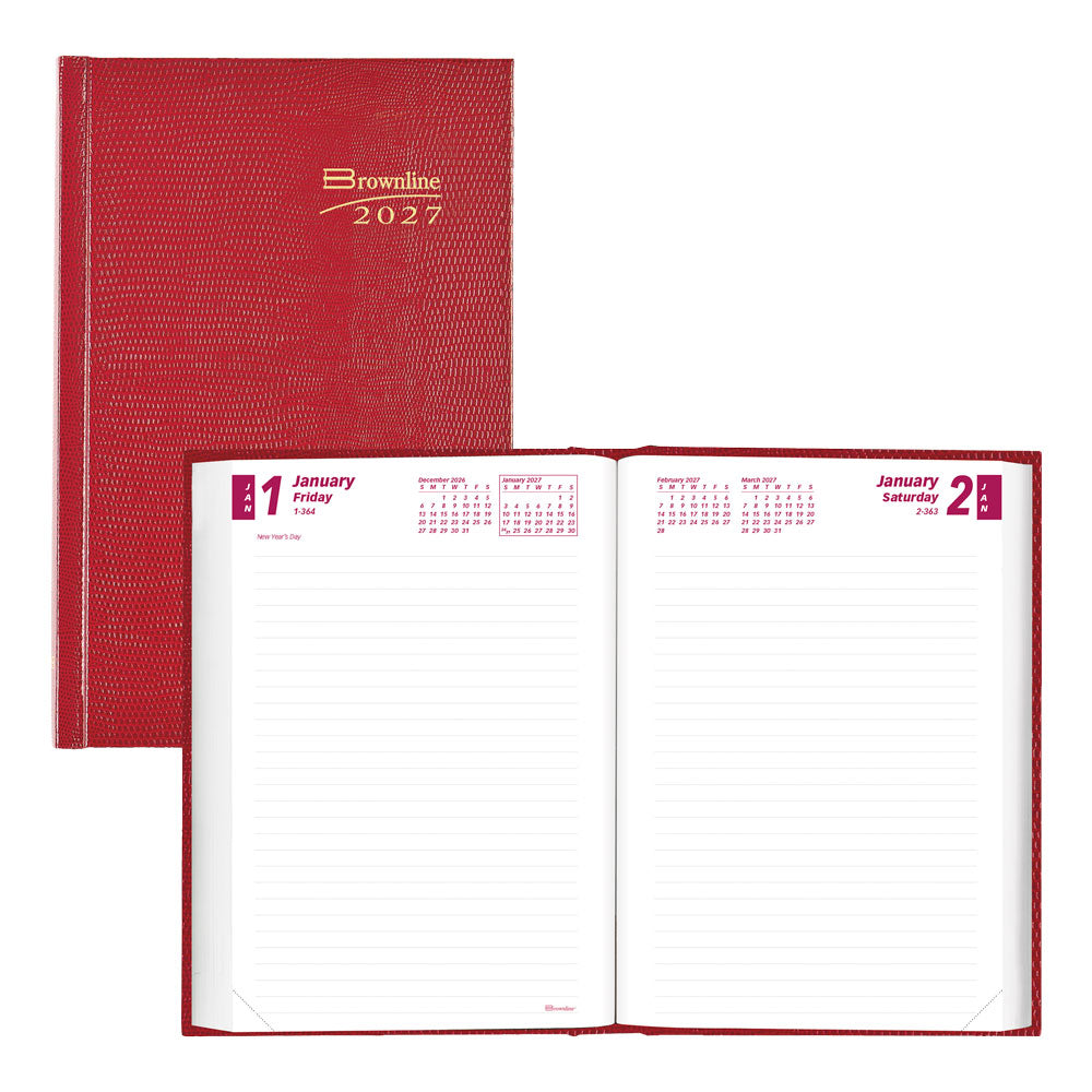 Traditional Daily/Monthly Untimed, 2027, English, Bright Red CB387.RED-27 Brownline Canada