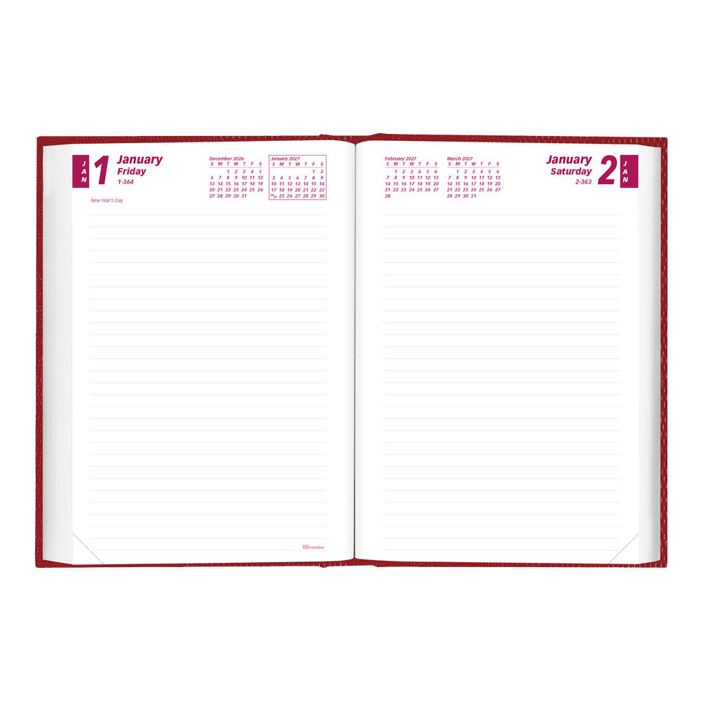Traditional Daily/Monthly Untimed, 2027, English, Bright Red CB387.RED-27 Brownline Canada