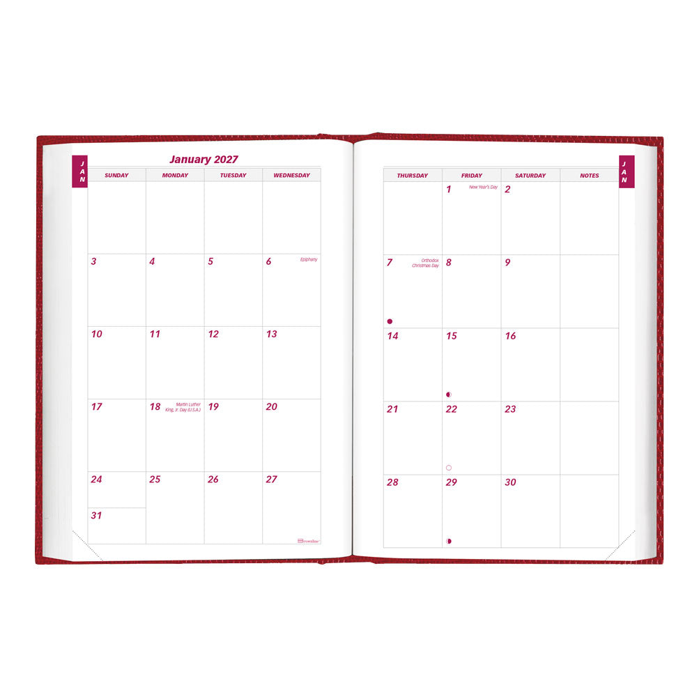 Traditional Daily/Monthly Untimed, 2027, English, Bright Red CB387.RED-27 Brownline Canada
