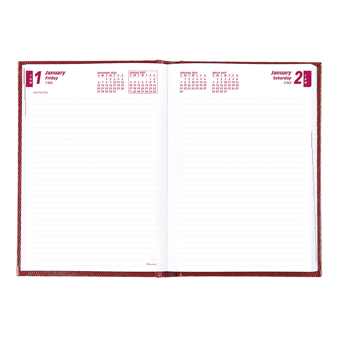 Traditional Daily/Monthly Untimed, 2027, English, Bright Red CB389.RED-27 Brownline Canada
