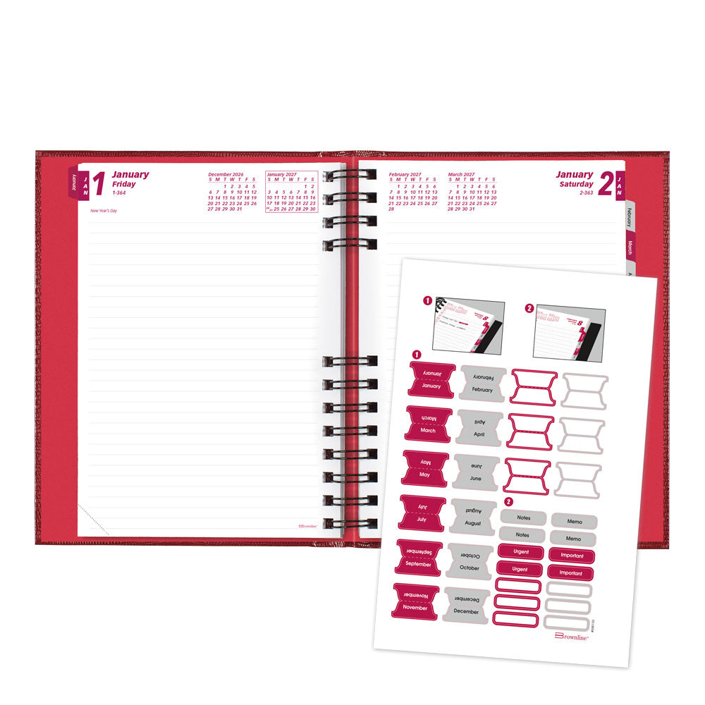 CoilPro™ Daily/Monthly Untimed, 2027, English, Bright Red CB389C.RED-27 Brownline Canada