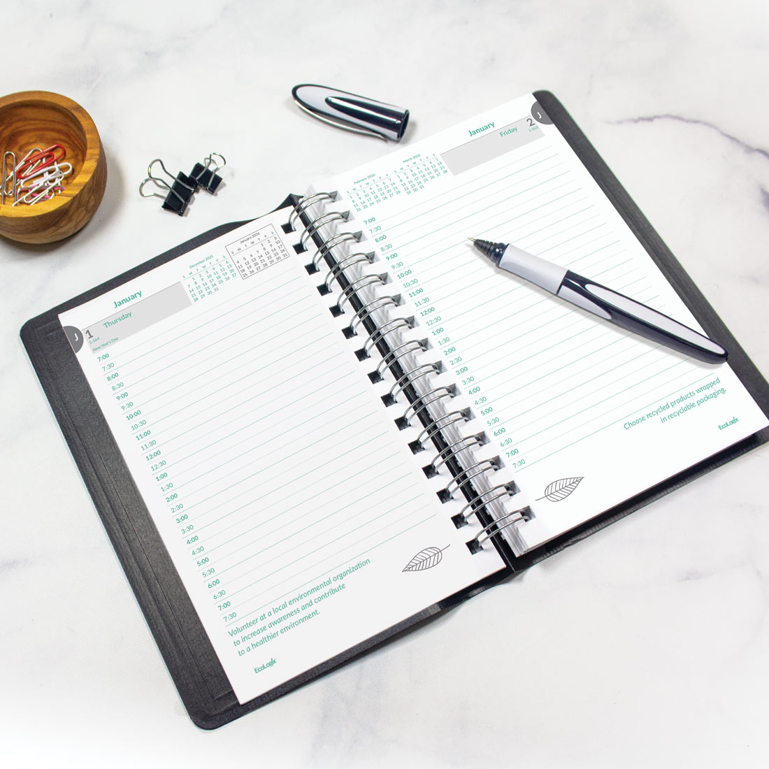 Brownline EcoLogix Daily Planner 2026, English, Black CB410W.BLK-26