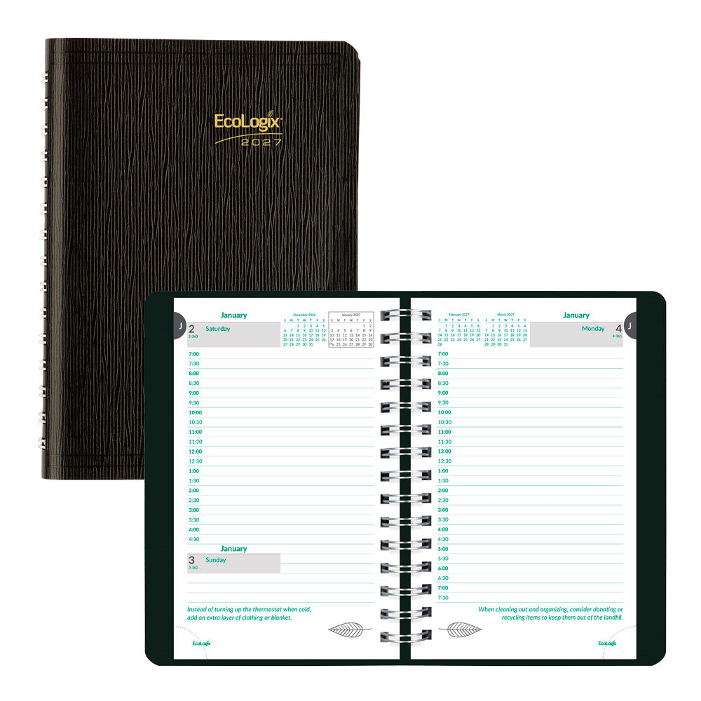 EcoLogix® Daily Appointment Book, 2027, English, Black CB410W.BLK-27 Brownline Canada
