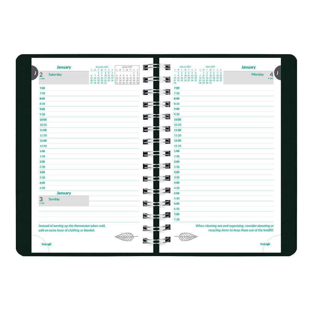 EcoLogix® Daily Appointment Book, 2027, English, Black CB410W.BLK-27 Brownline Canada