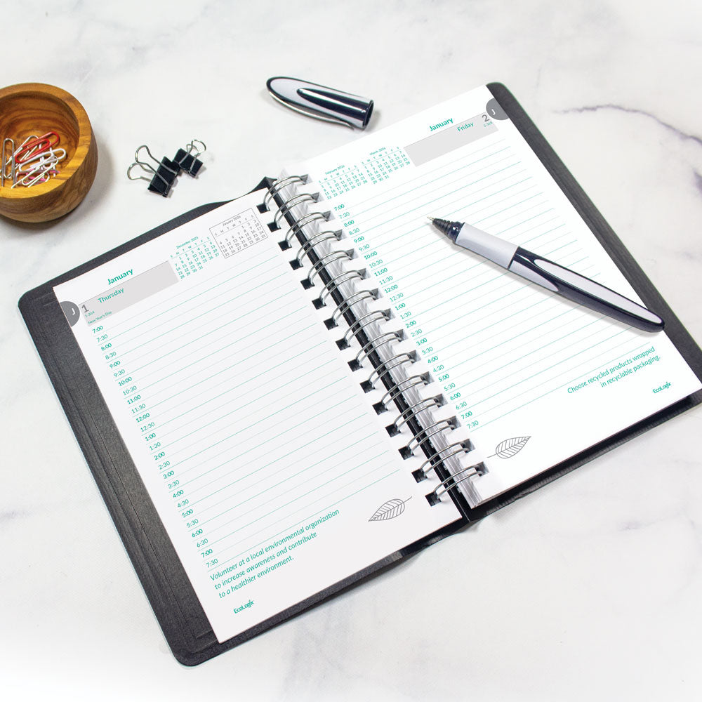EcoLogix® Daily Appointment Book, 2027, English, Black CB410W.BLK-27 Brownline Canada