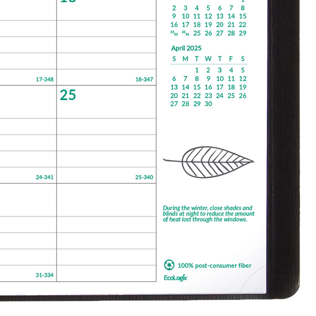 EcoLogix Monthly Planner 2025, Black, CB435W.BLK