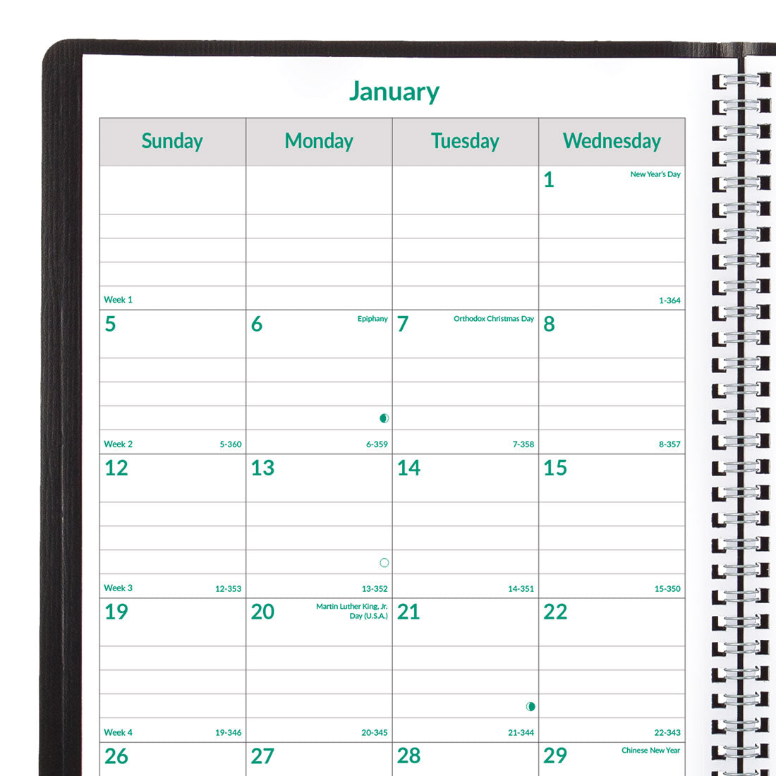 EcoLogix Monthly Planner 2025, Black, CB435W.BLK