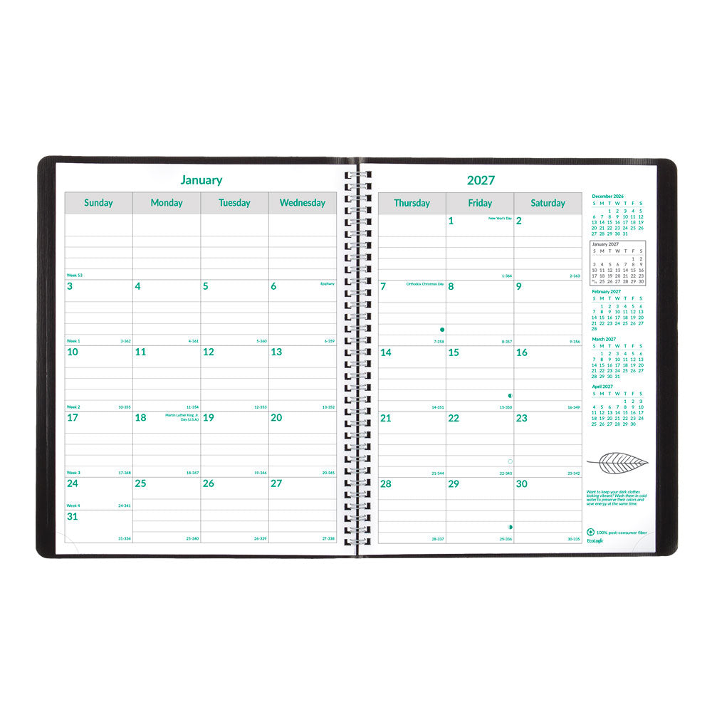 EcoLogix® Monthly Planner, 2027, English, 14 Months CB435W.BLK-27 Brownline Canada