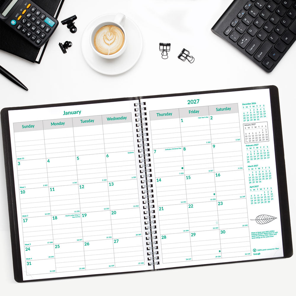 EcoLogix® Monthly Planner, 2027, English, 14 Months CB435W.BLK-27 Brownline Canada