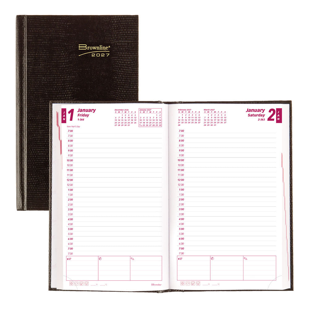 Traditional Daily/Monthly Appointment Book, 2027, English, Black CB634.BLK-27 Brownline Canada