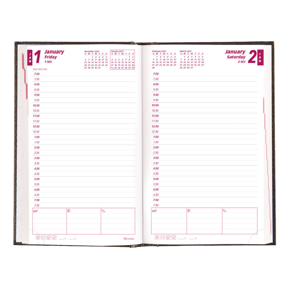 Traditional Daily/Monthly Appointment Book, 2027, English, Black CB634.BLK-27 Brownline Canada