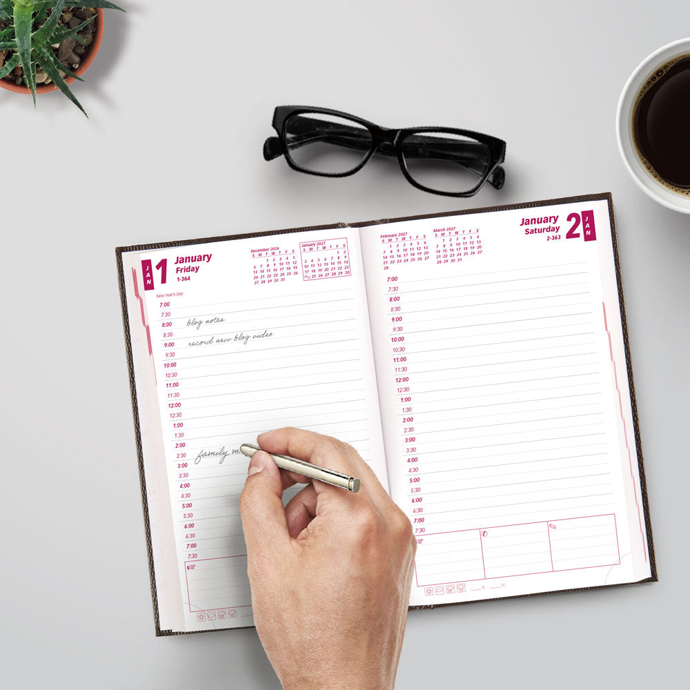 Traditional Daily/Monthly Appointment Book, 2027, English, Black CB634.BLK-27 Brownline Canada