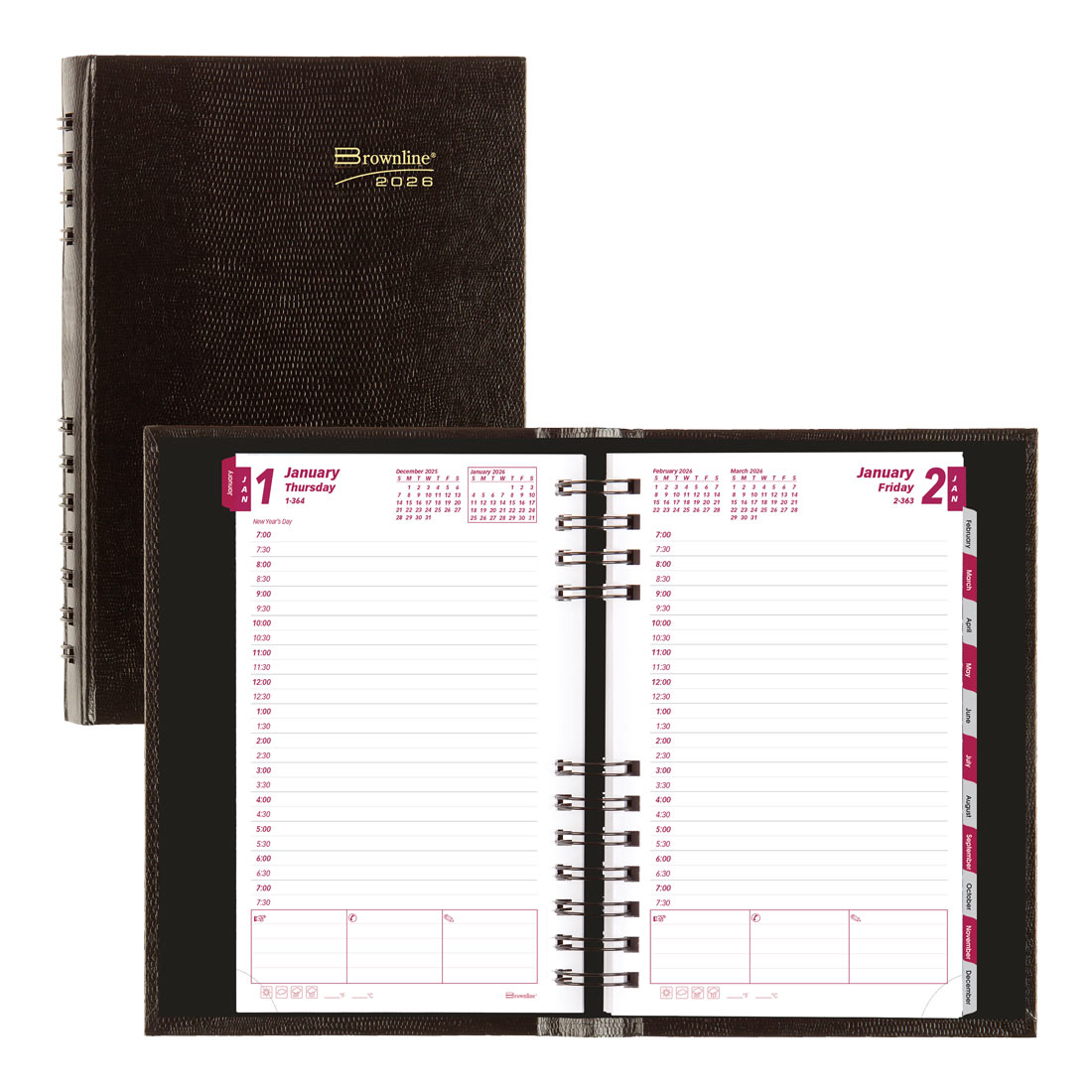 Brownline CoilPro Daily Planner 2026, English, Black CB634C.BLK-26