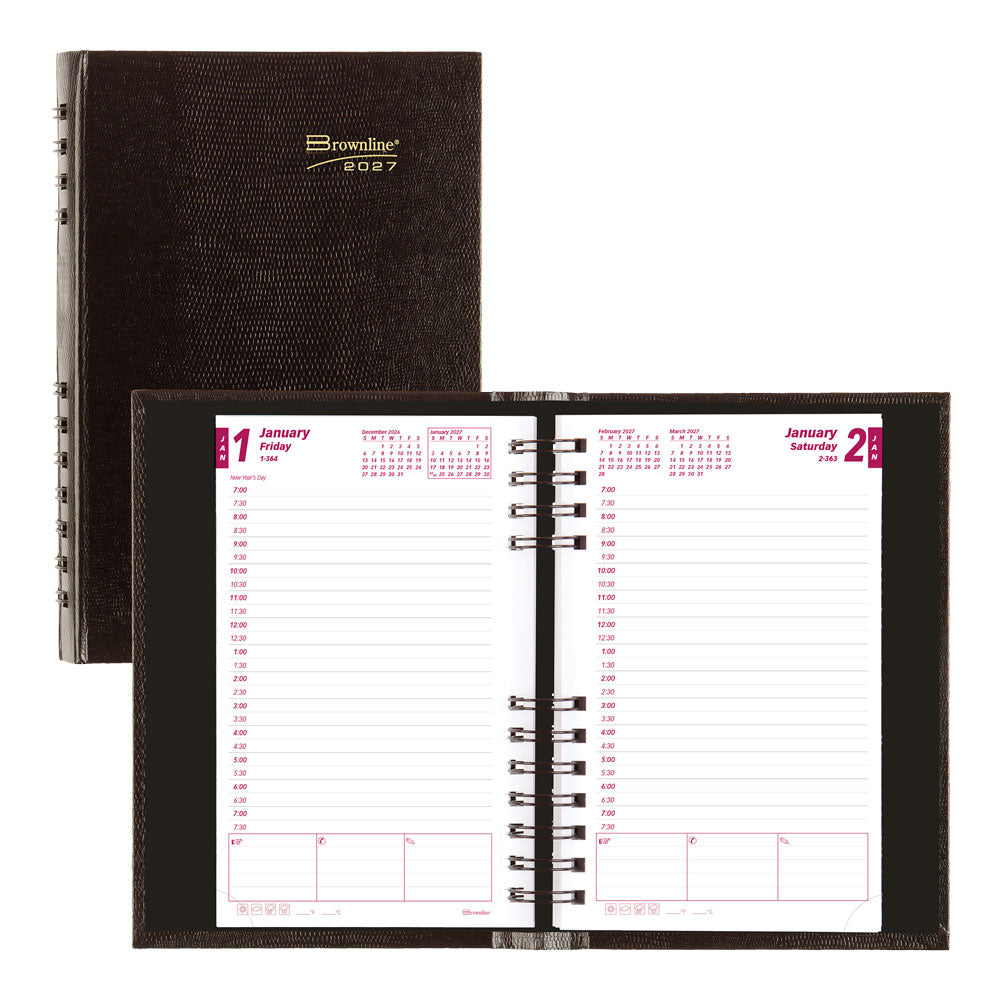 CoilPro™ Daily/Monthly Appointment Book, 2027, English, Black CB634C.BLK-27 Brownline Canada