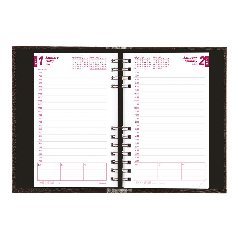 CoilPro™ Daily/Monthly Appointment Book, 2027, English, Black CB634C.BLK-27 Brownline Canada