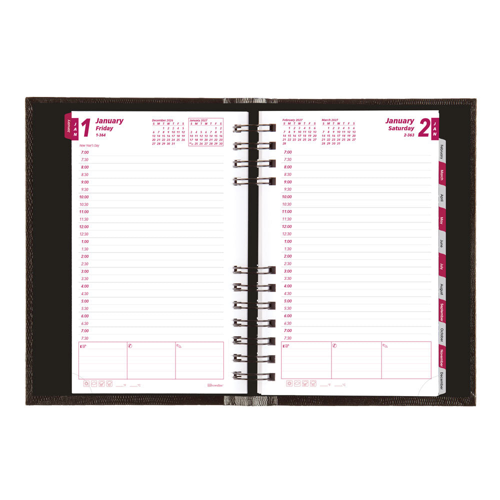 CoilPro™ Daily/Monthly Appointment Book, 2027, English, Black CB634C.BLK-27 Brownline Canada