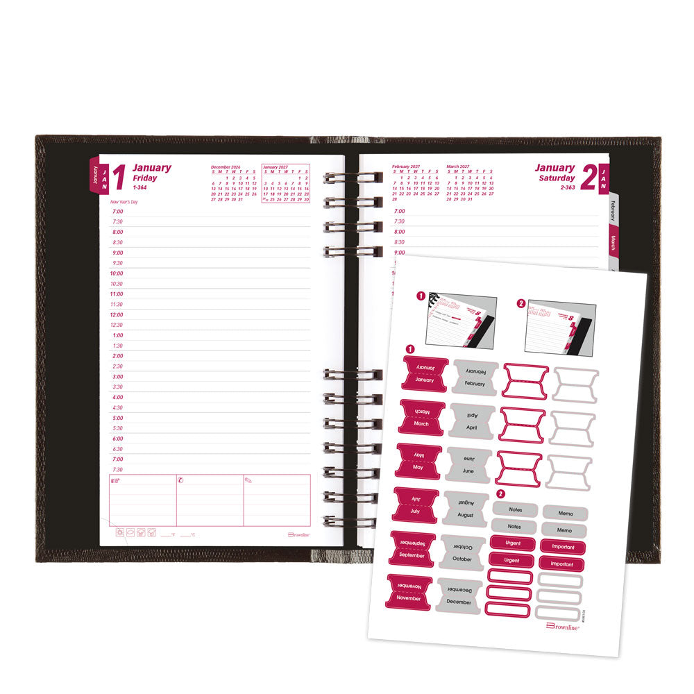 CoilPro™ Daily/Monthly Appointment Book, 2027, English, Black CB634C.BLK-27 Brownline Canada