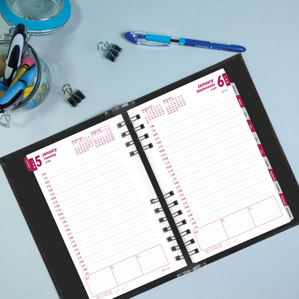 CoilPro™ Daily/Monthly Appointment Book, 2027, English, Black CB634C.BLK-27 Brownline Canada