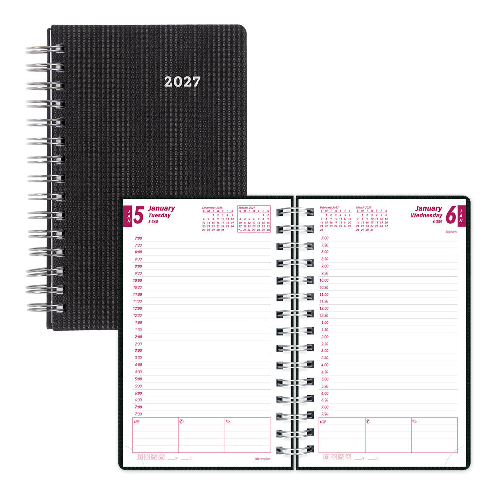 DuraFlex Daily/Monthly Appointment Book, 2027, English Black CB634V.BLK-27 Brownline Canada