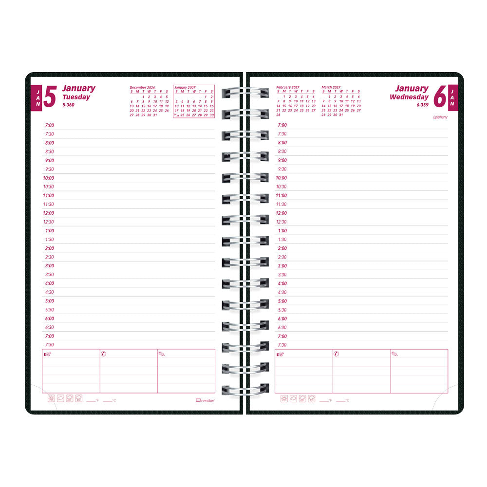 DuraFlex Daily/Monthly Appointment Book, 2027, English Black CB634V.BLK-27 Brownline Canada
