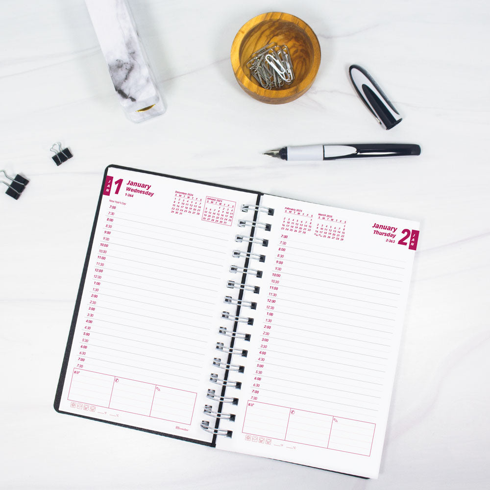 DuraFlex Daily/Monthly Appointment Book, 2027, English Black CB634V.BLK-27 Brownline Canada
