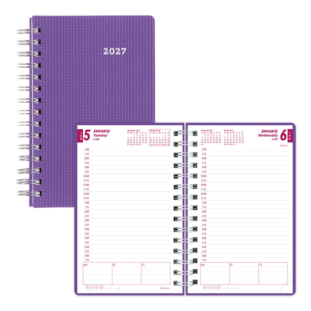DuraFlex Daily/Monthly Appointment Book, 2027, English Purple CB634V.PUR-27 Brownline Canada