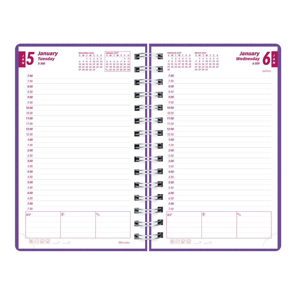 DuraFlex Daily/Monthly Appointment Book, 2027, English Purple CB634V.PUR-27 Brownline Canada
