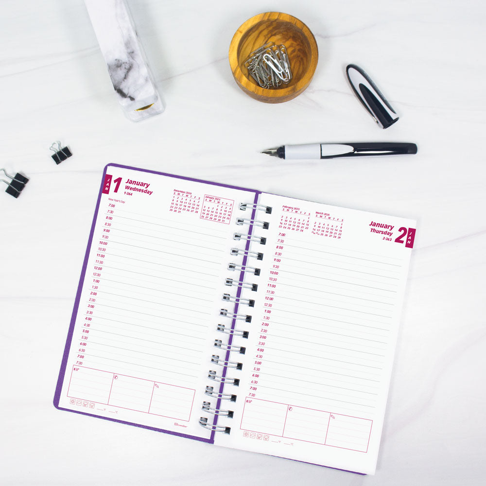 DuraFlex Daily/Monthly Appointment Book, 2027, English Purple CB634V.PUR-27 Brownline Canada