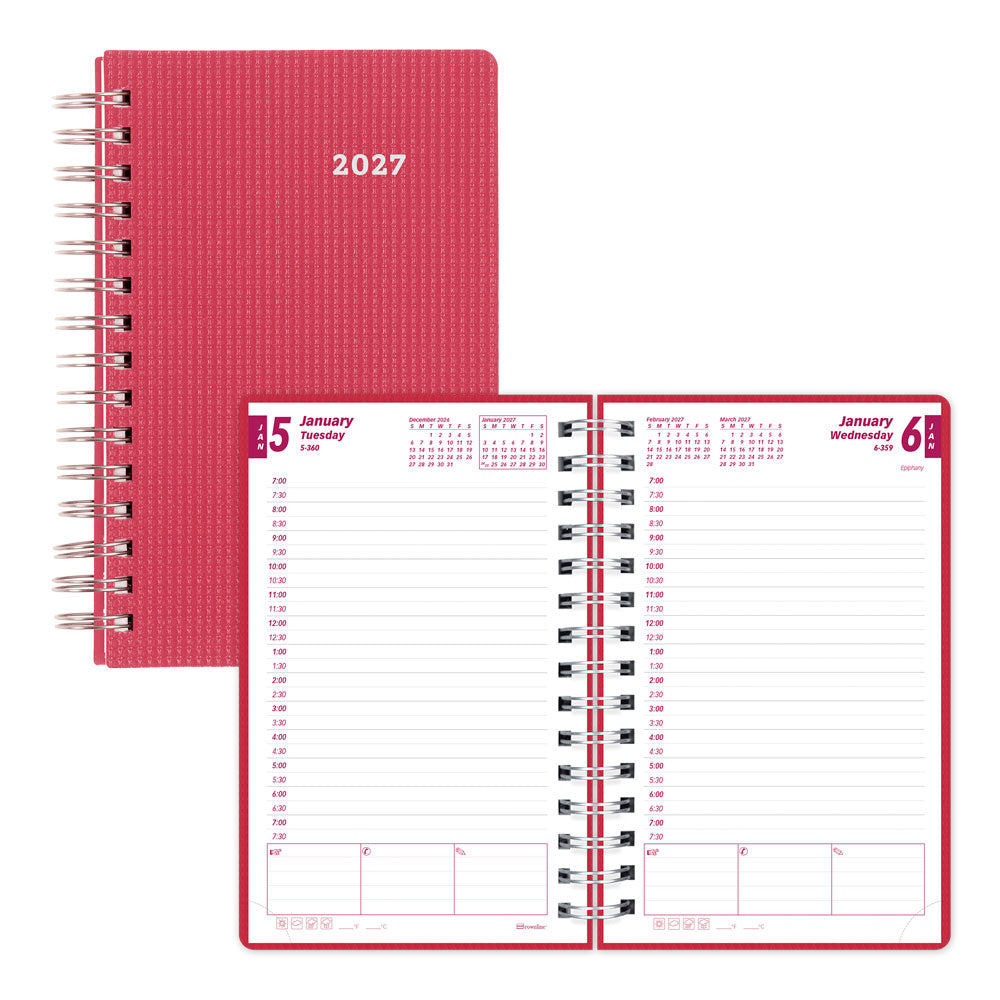 DuraFlex Daily/Monthly Appointment Book, 2027, English Raspberry CB634V.RAS-27 Brownline Canada